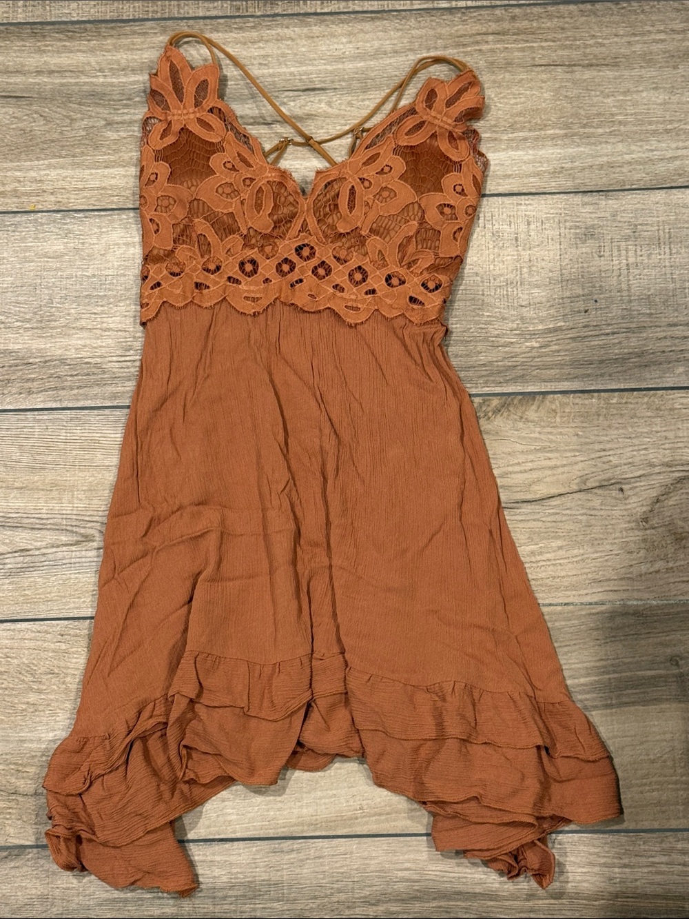 Rue21 Rust Orange Lace Bodice Sundress